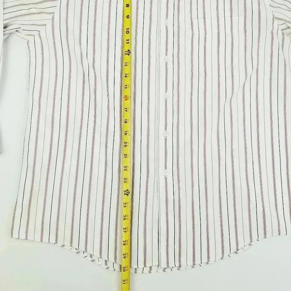Enron 16.5-34 Men's Button Down Long Sleeve White Blue Red Gray Stripe Cotton - Picture 7 of 7